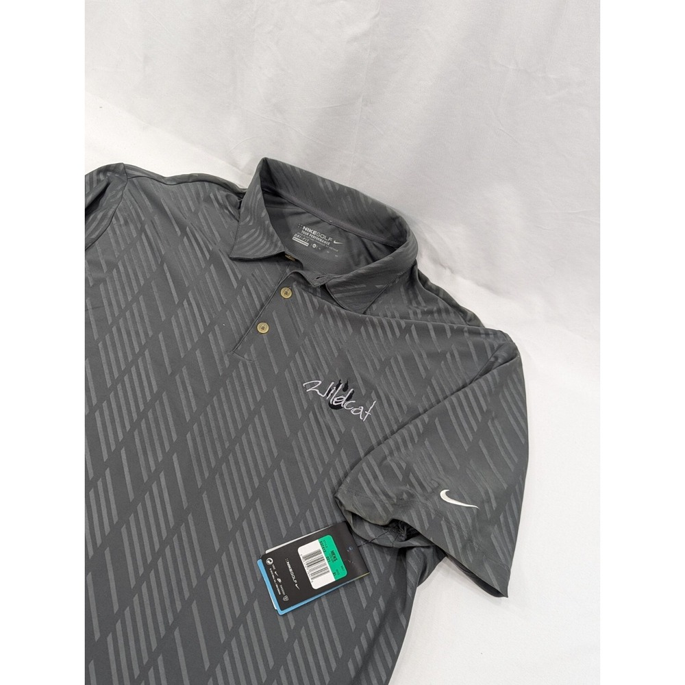 NWT Men's Nike‎ Golf Wildcat Logo Dri-Fit Polo Gray Striped Size XL Men's New